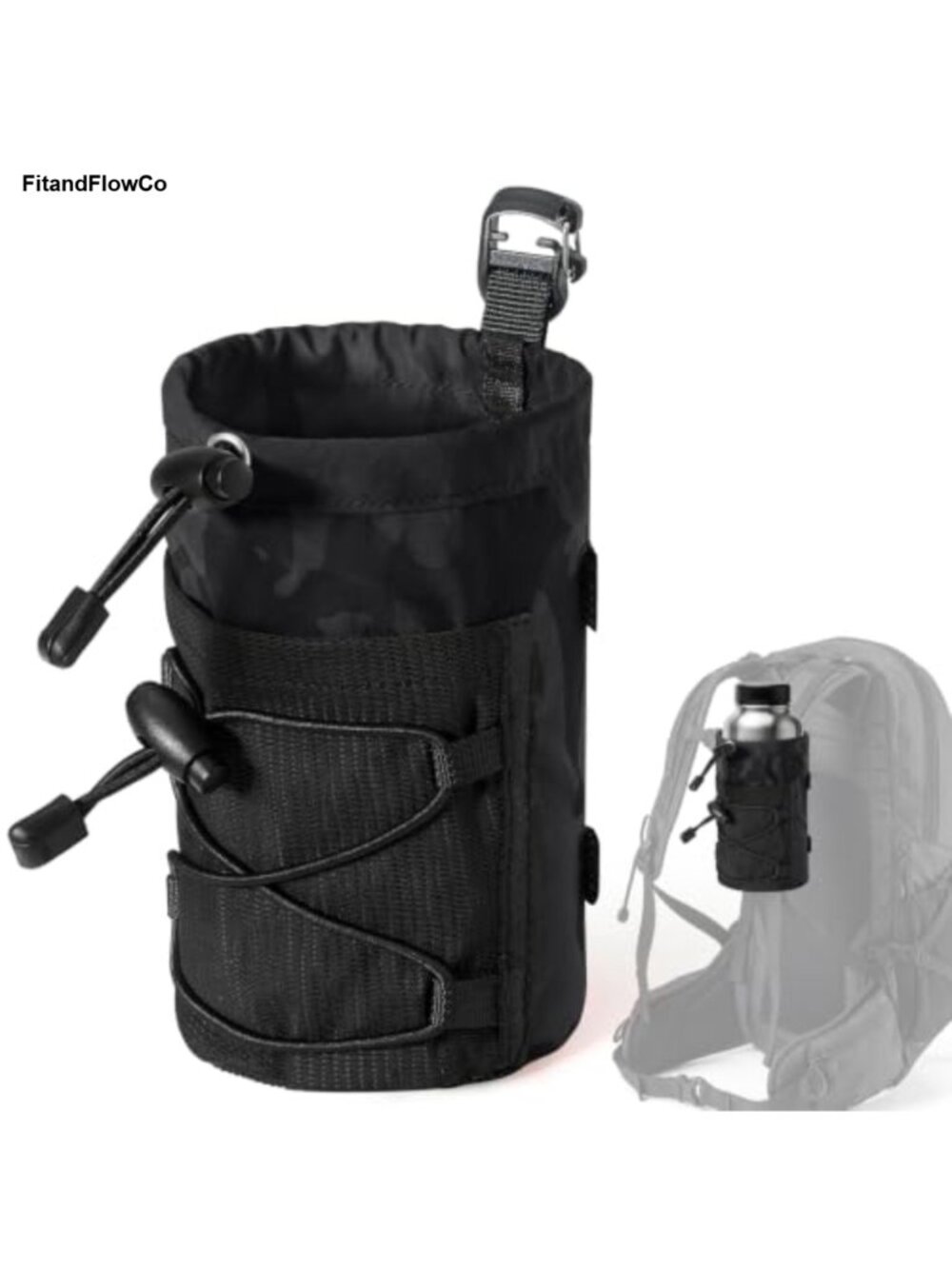 Water Bottle Holder Backpack Molle Pouch Nylon Hiking Camping